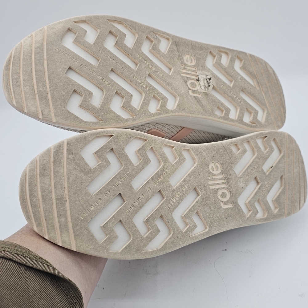 Rollie Bone & Blush Bolt Overlay Lace UpRound Toe Breathable Sneaker Size 9 - Picture 6 of 10